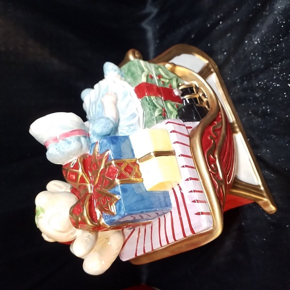 FITZ AND FLOYD NEW Vintage LIDDED BOX TEDDY'S CHRISTMAS - Picture 2 of 8